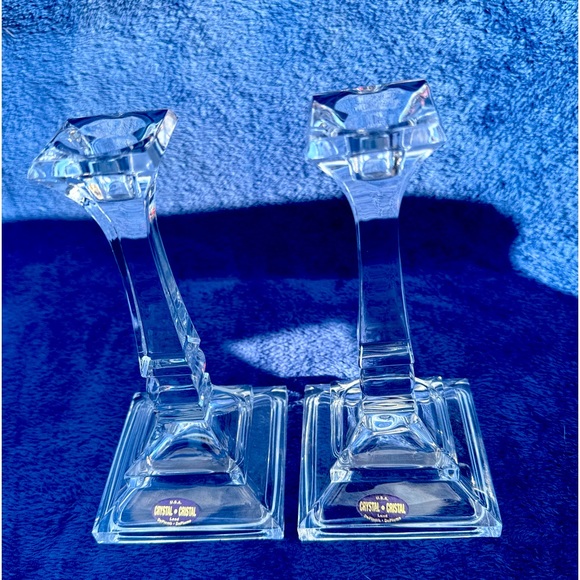 Toscany St. George 24% Lead Crystal 8" Candlesticks USA Cut Glass vintage - Picture 11 of 16